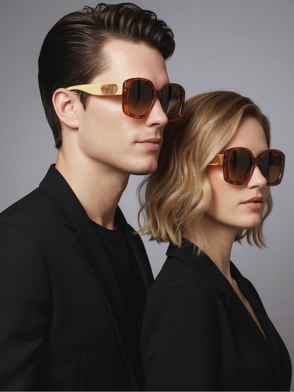 W!nks- Cream Tortoiseshell Square Sunglasses in Amber - Unisex Accessories